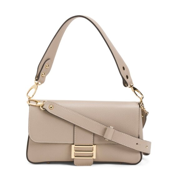 DIVINA FIRENZE Granite Made In Italy Leather Baguette Crossbody - Picture 1 of 2